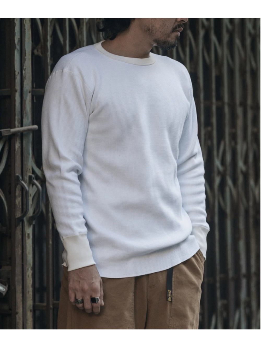 Heavyweight Waffle Cotton Long Sleeve - White Non Stock Mfg. Co S